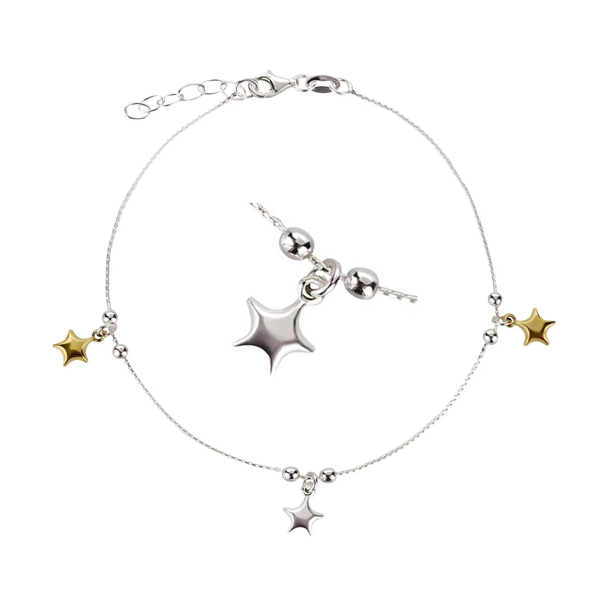 Fußkette Fußkettchen Sterne gold 925 Silber