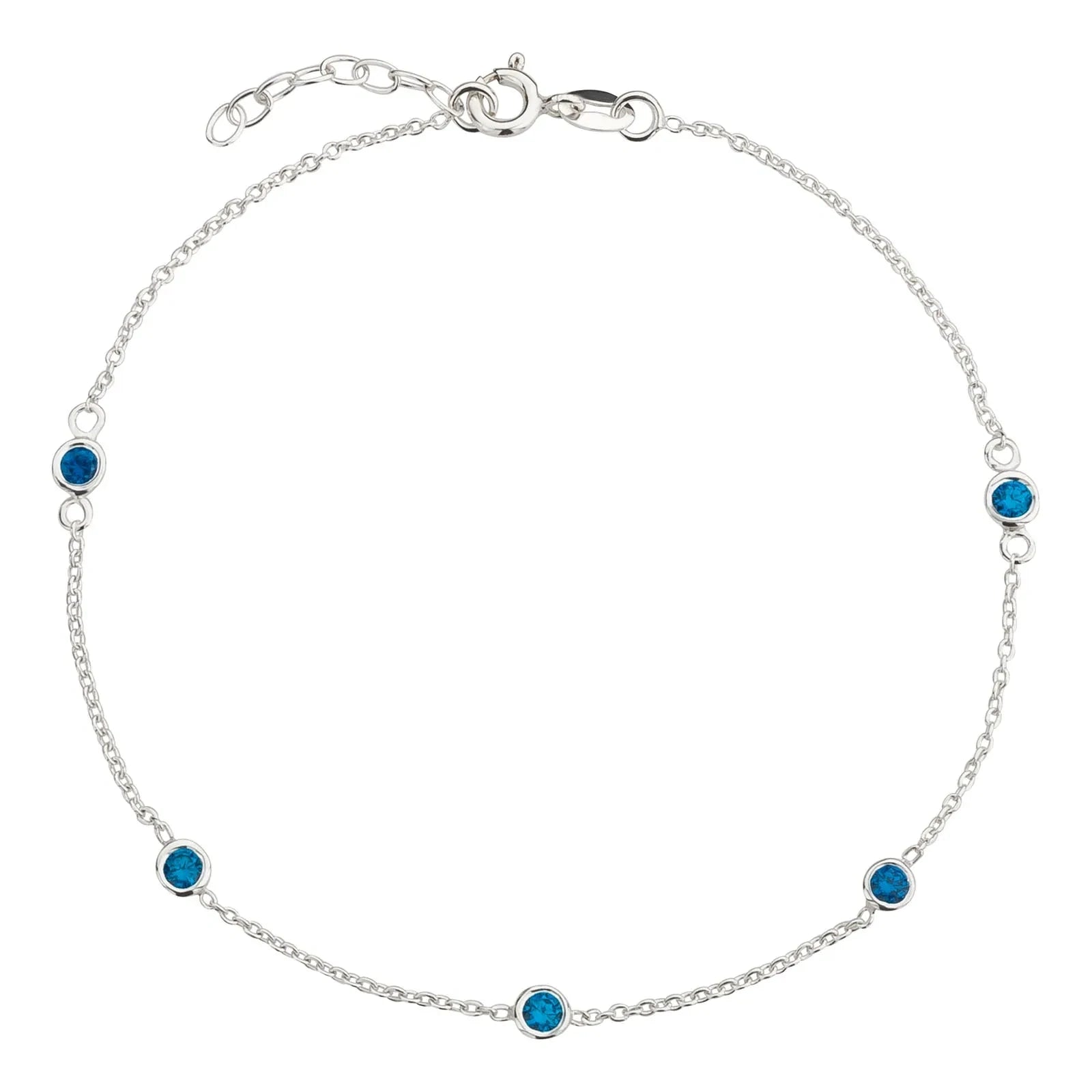 Fußkette Fußkettchen  dunkelblauer Zirkonia Stein 925 Silber