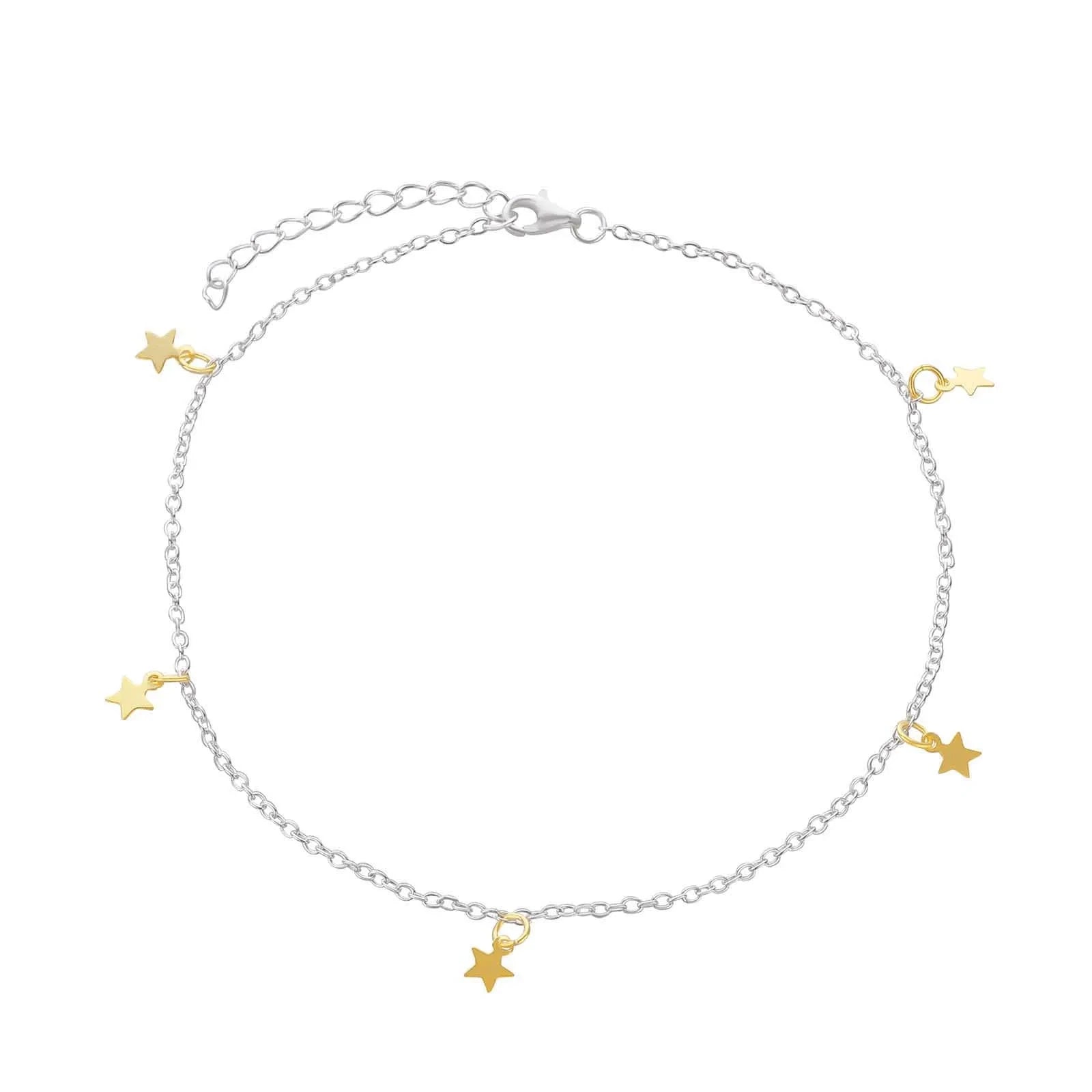 Fußkette Fußkettchen Sterne gold 925 Silber
