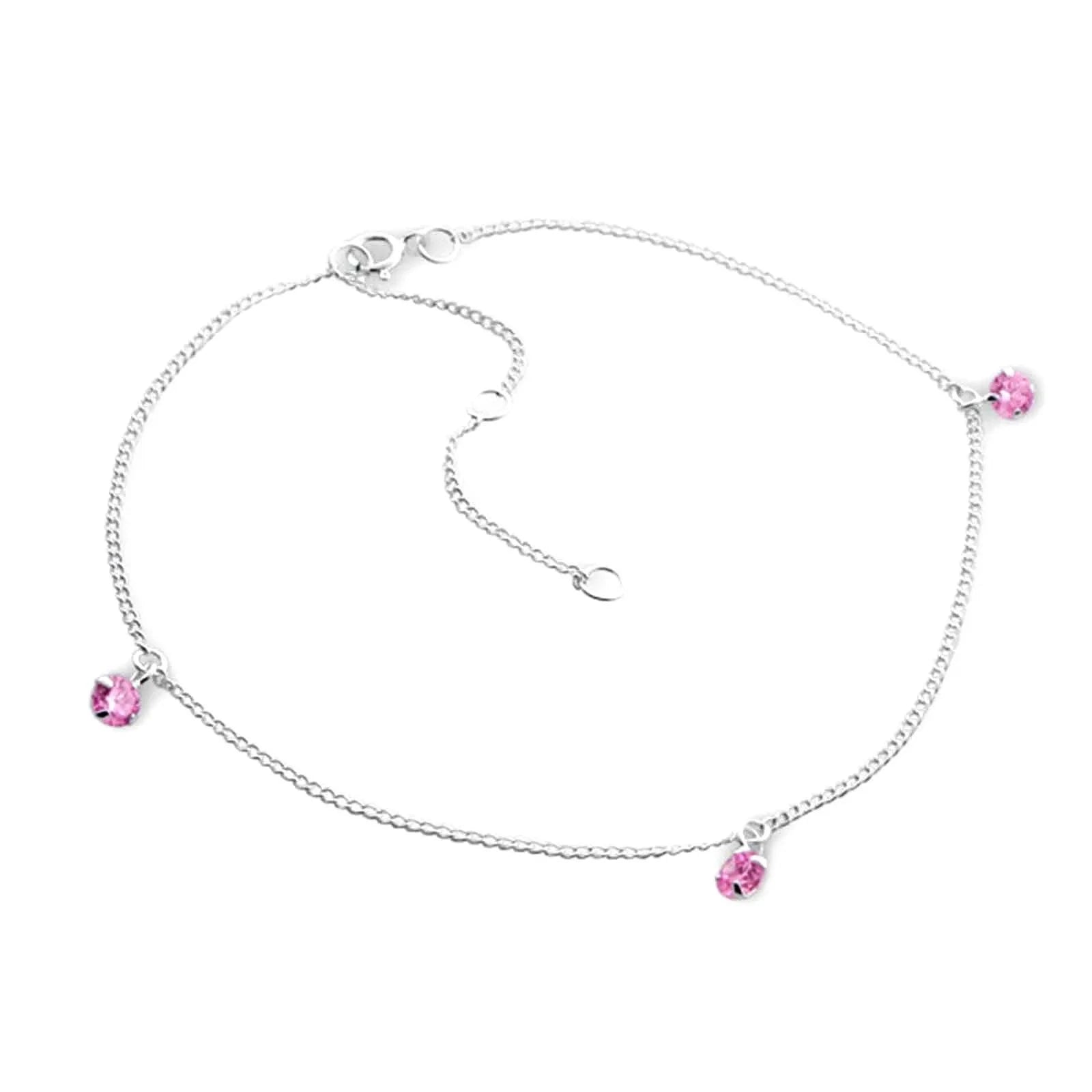Fußkette Fußkettchen rosa Zirkonia Kristall 925 Silber