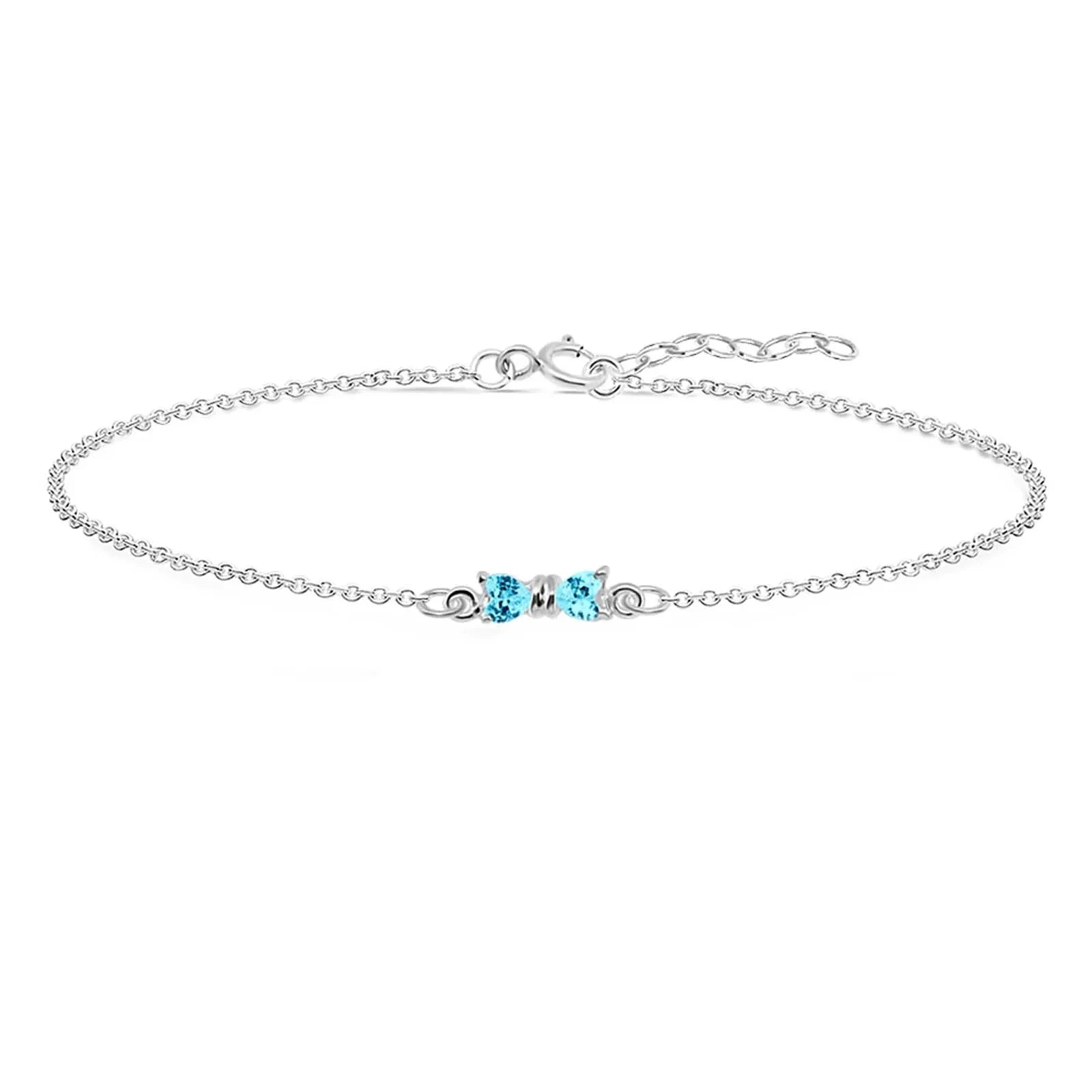 Fußkette Fußkettchen hellblauer Zirkonia 925 Silber