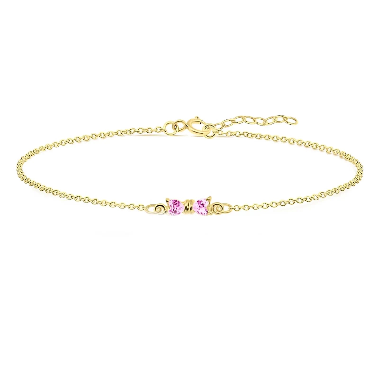 Fußkette Fußkettchen rosa Zirkonia 925 Silber vergoldet