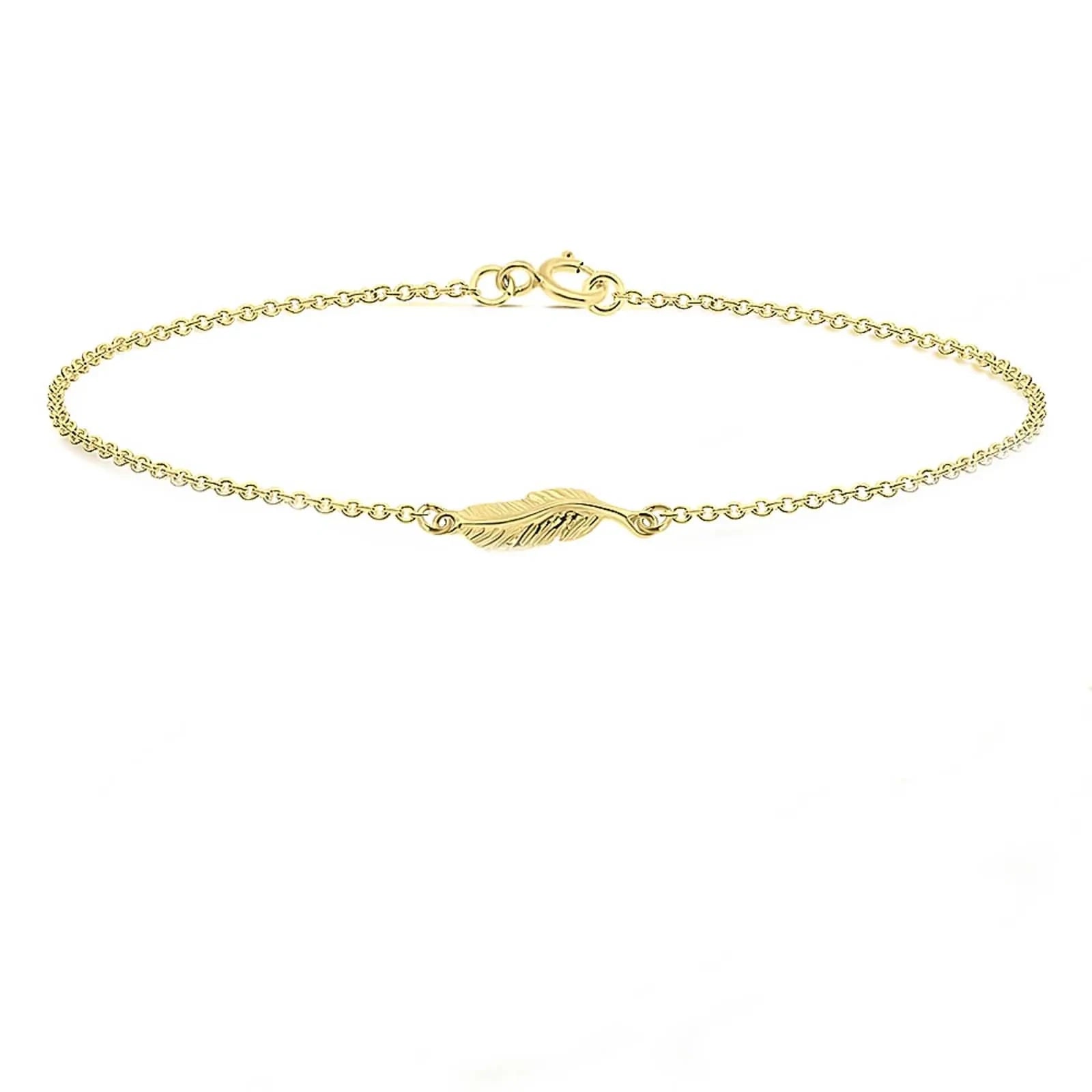 Fußkette Fußkettchen Blatt 925 Silber vergoldet