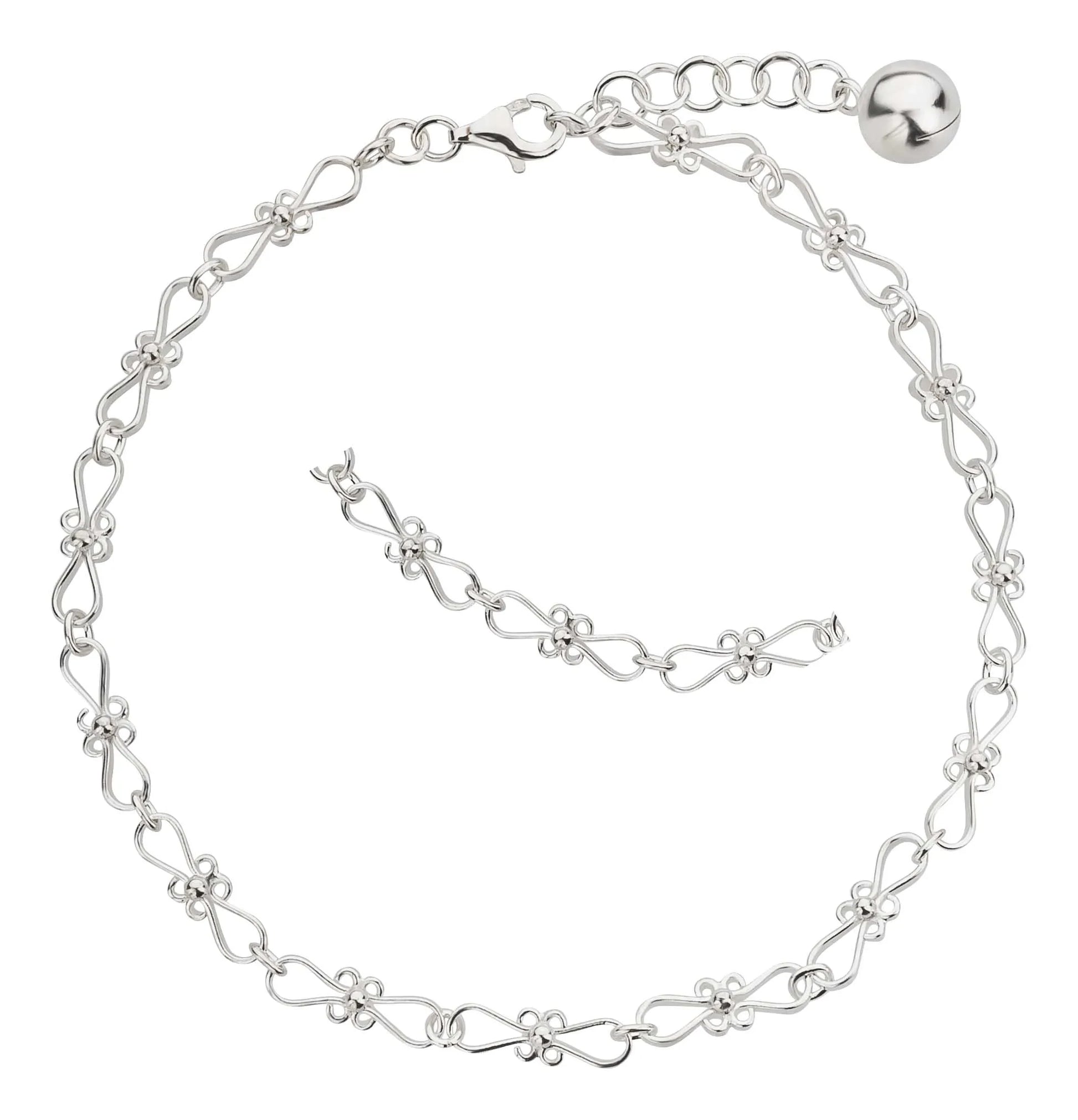 Fußkette Fußkettchen Designstruktur 925 Silber