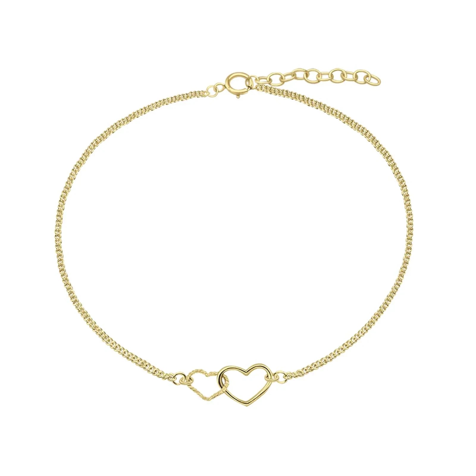 Fußkette Fußkettchen Herzen 925 Silber vergoldet