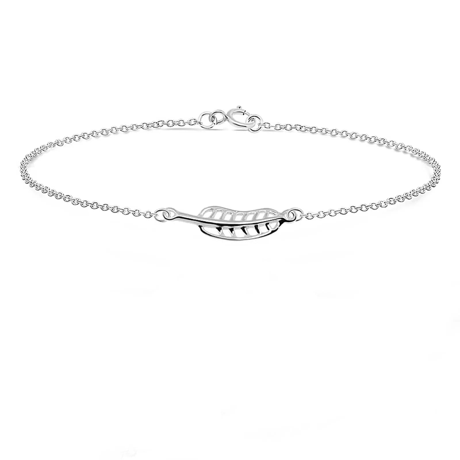 Fußkette Fußkettchen Design Blatt 925 Silber