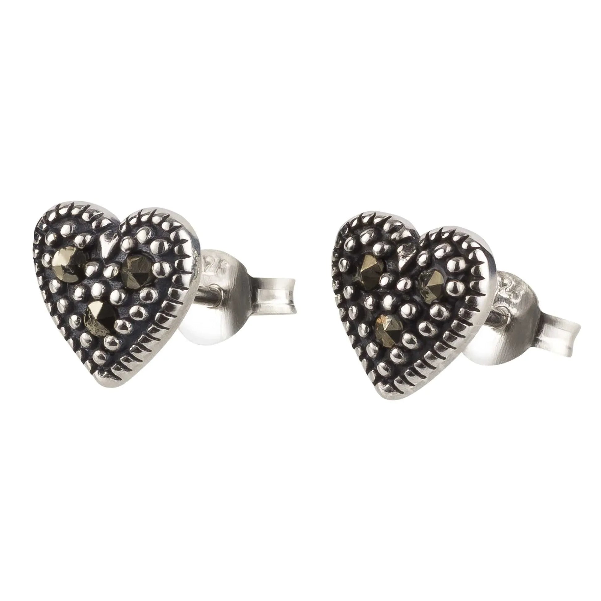 Ohrringe Herz Marcasite 925 Silber