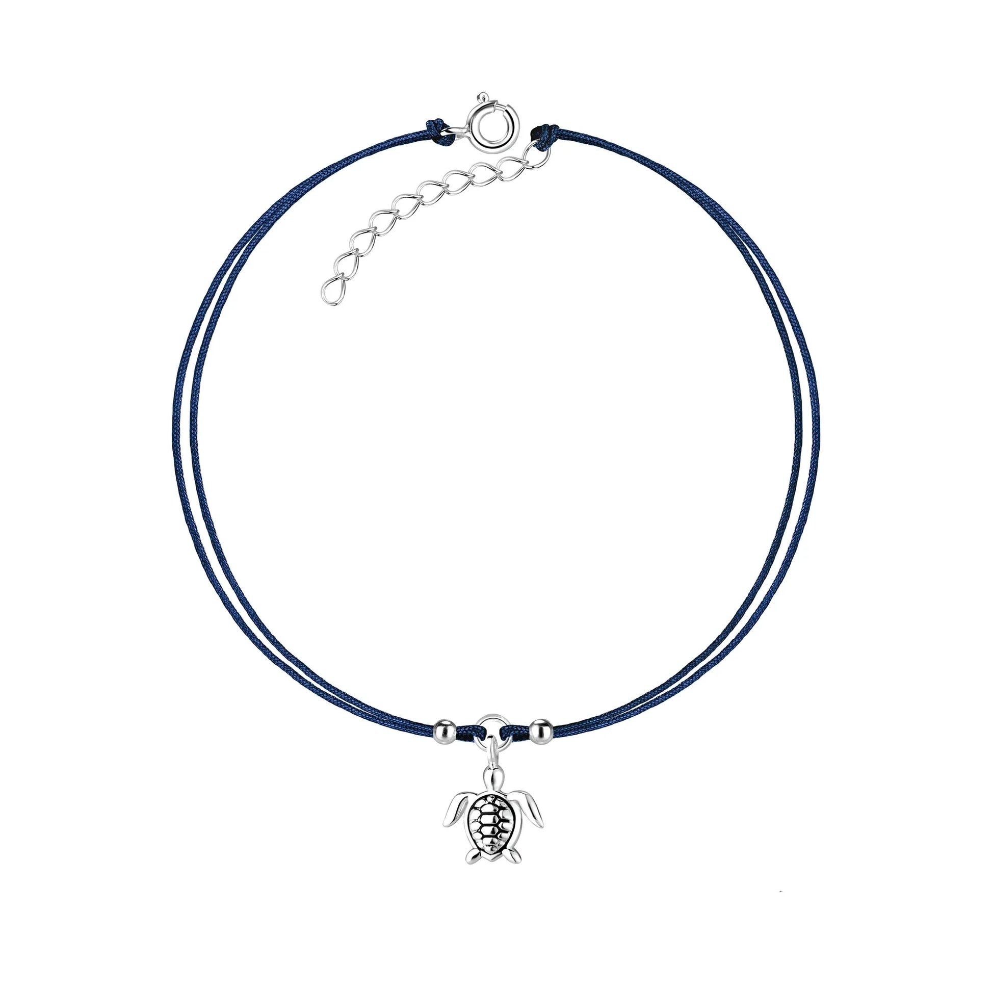 Fußkette Fußkettchen Schildkröte 925 Silber + Seidenband