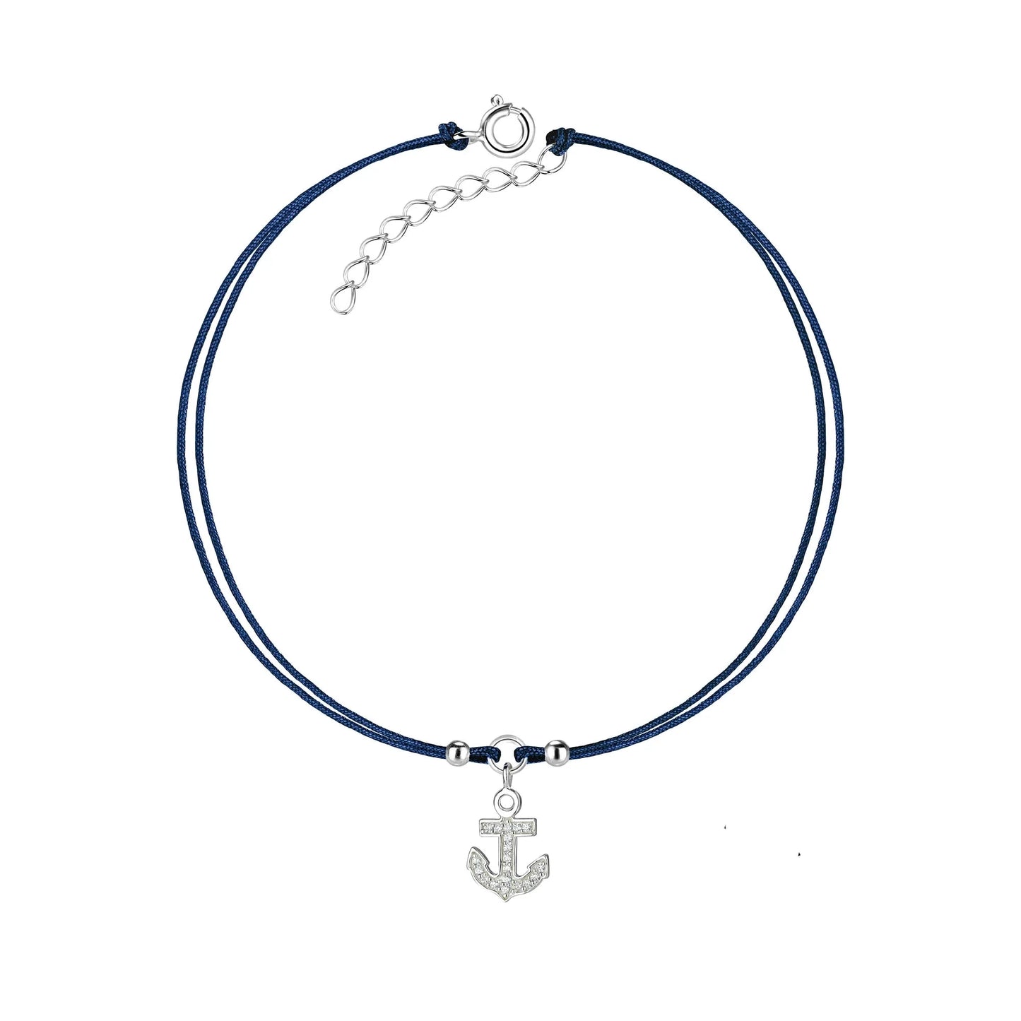 Fußkette Fußkettchen Anker 925 Silber + Seidenband
