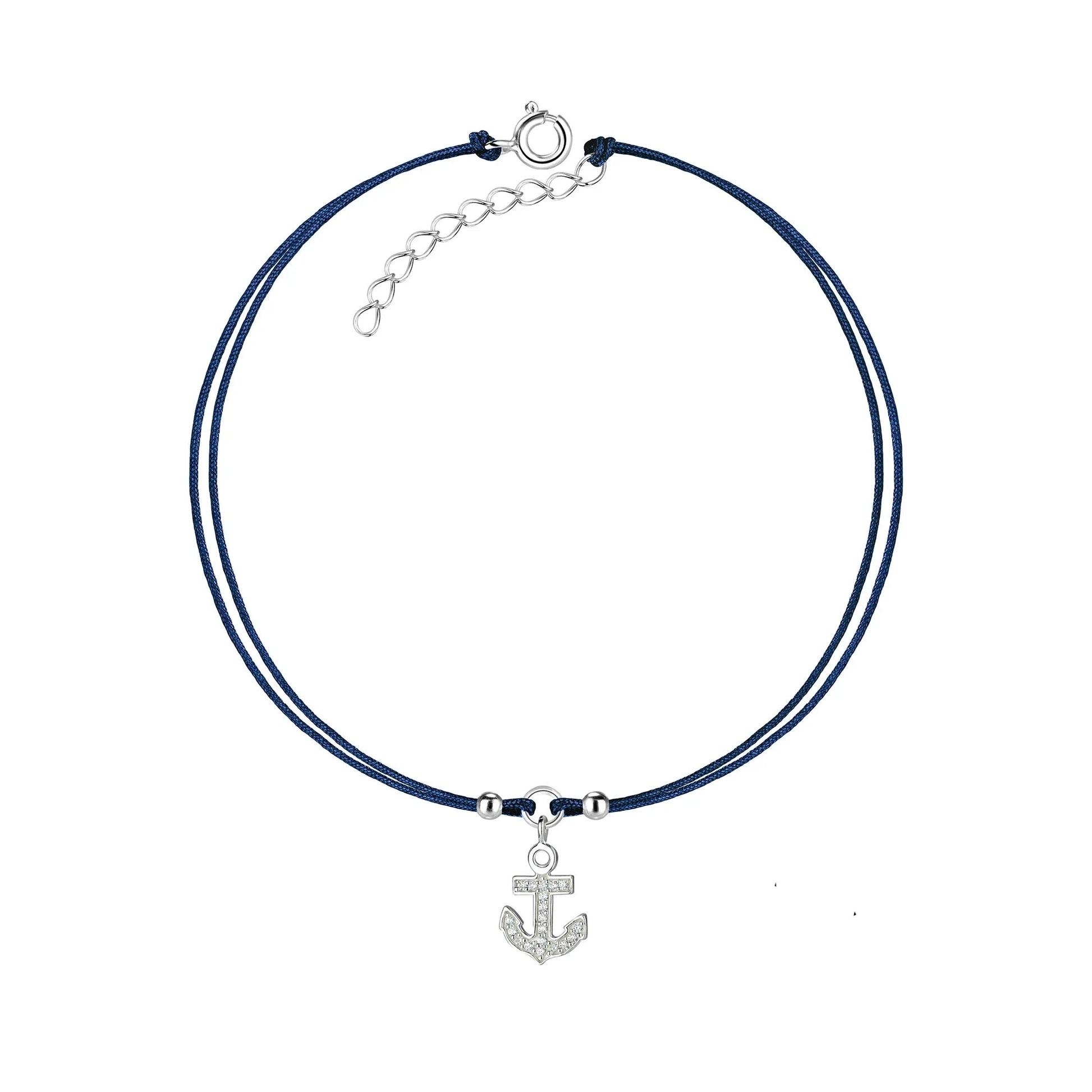 Fußkette Fußkettchen Anker 925 Silber + Seidenband