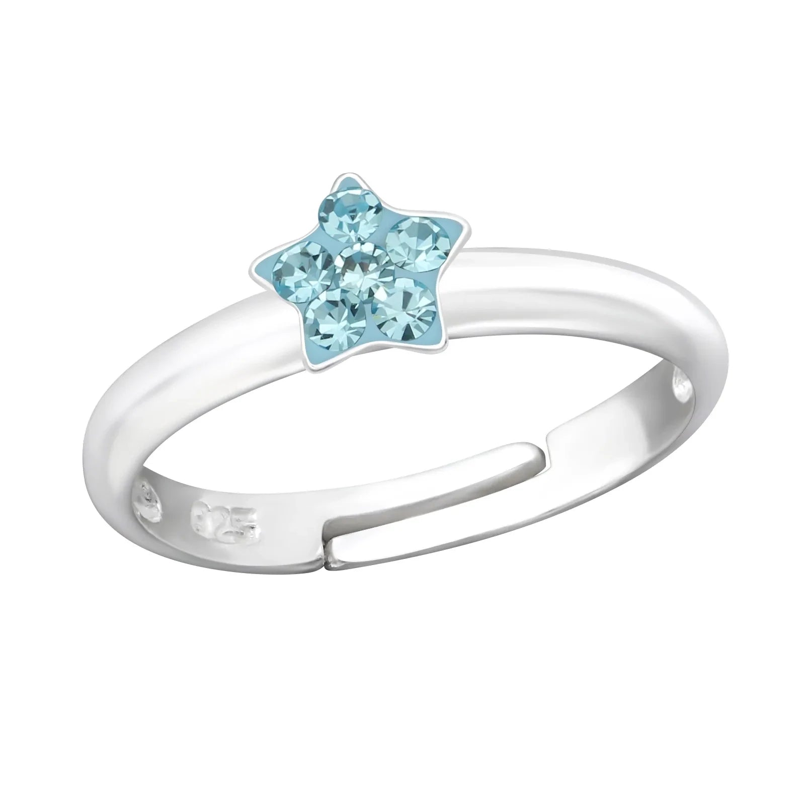 Kinderring kleiner blauer Stern 925 Silber