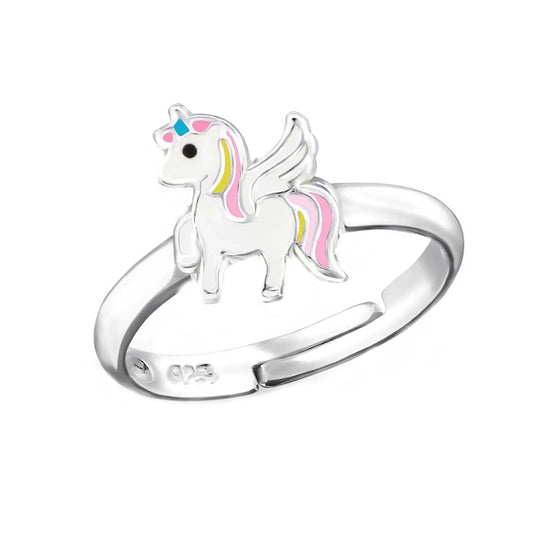 Kinderring  Einhorn Regenbogen 925 Silber