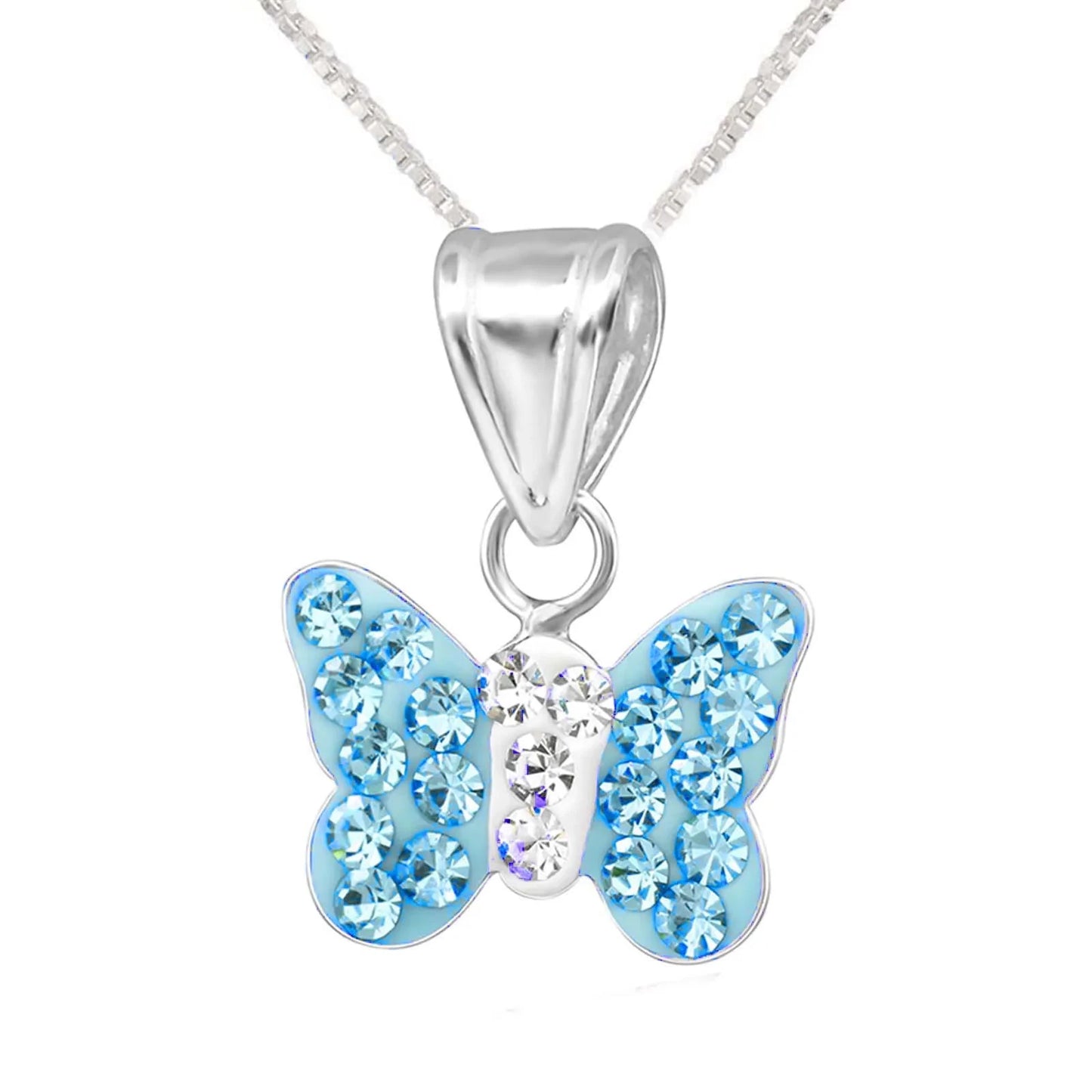 Kinder Anhänger Schmetterling 925 Silber blaue Kristalle