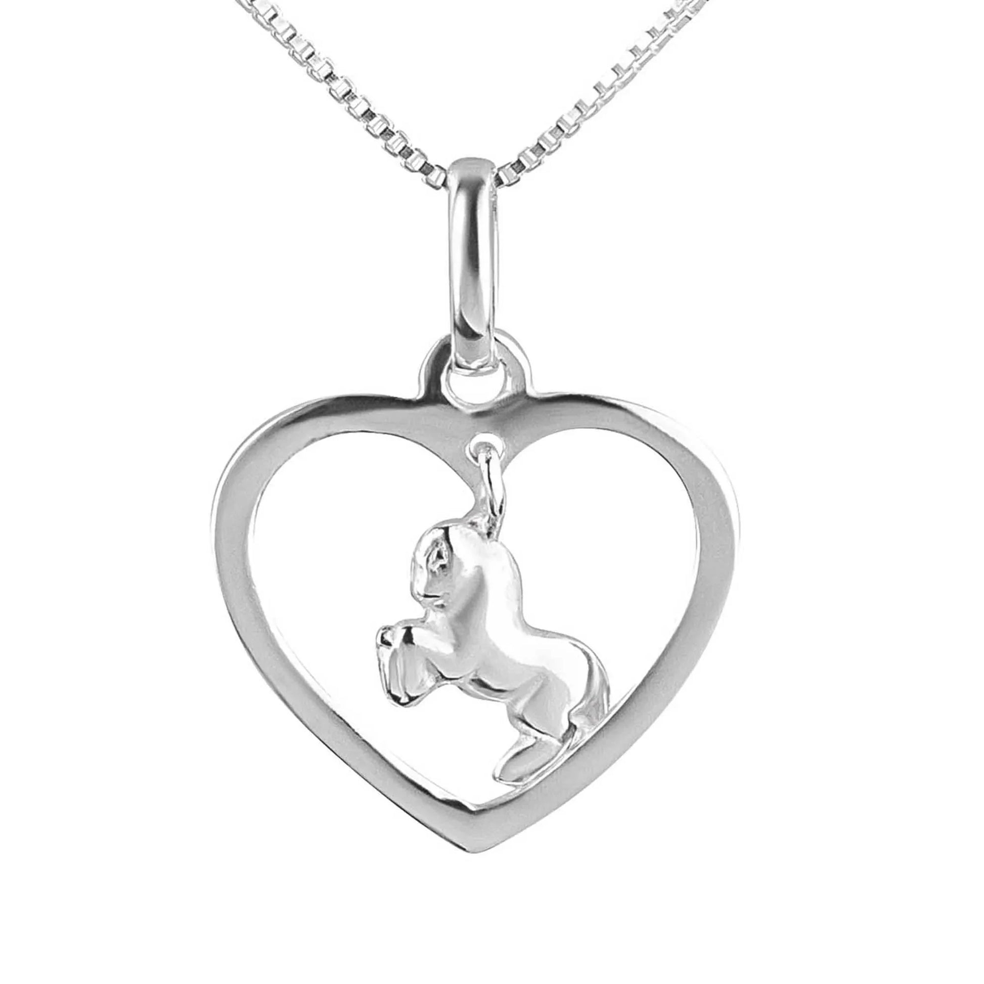 Kinder Anhänger Pferd Herz 925 Silber