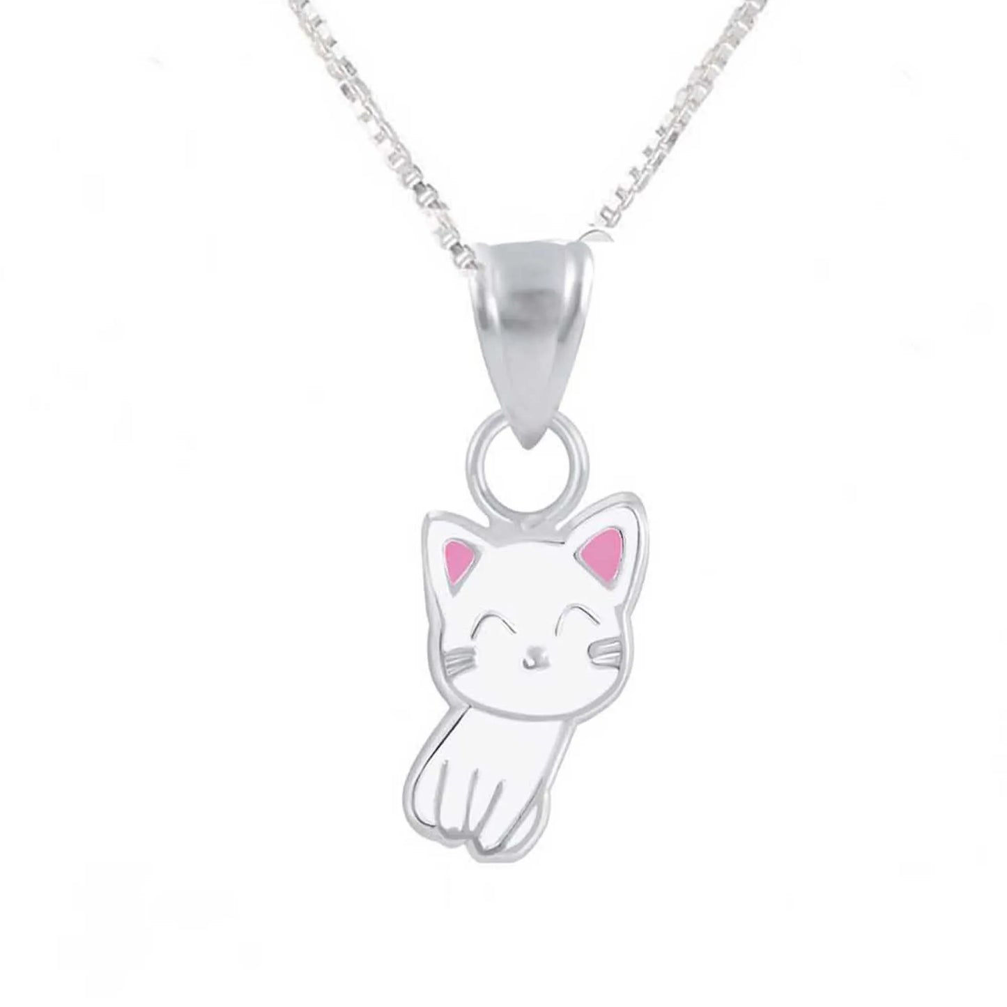 Kinder Anhänger weisse Katze 925 Silber