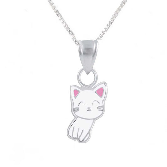 Kinder Anhänger weisse Katze 925 Silber