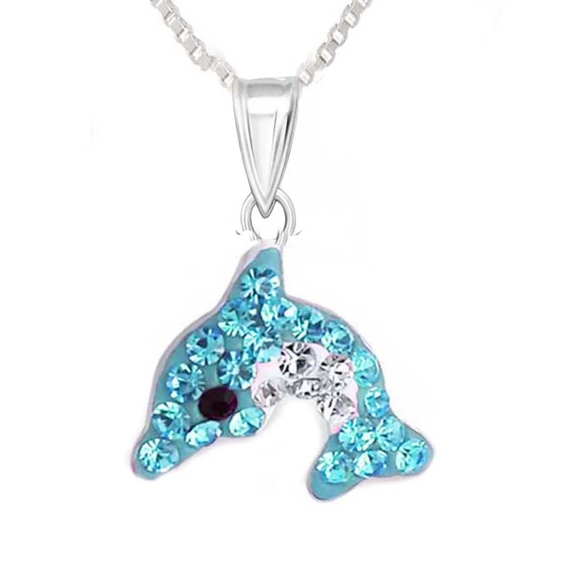Kinder Anhänger hellblauer Delfin 925 Silber