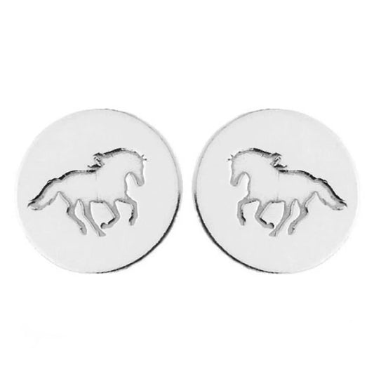 Runde Ohrringe Pferd 925 Silber