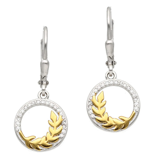 Ohrringe Ohrhänger goldenes Blatt 925  Silber