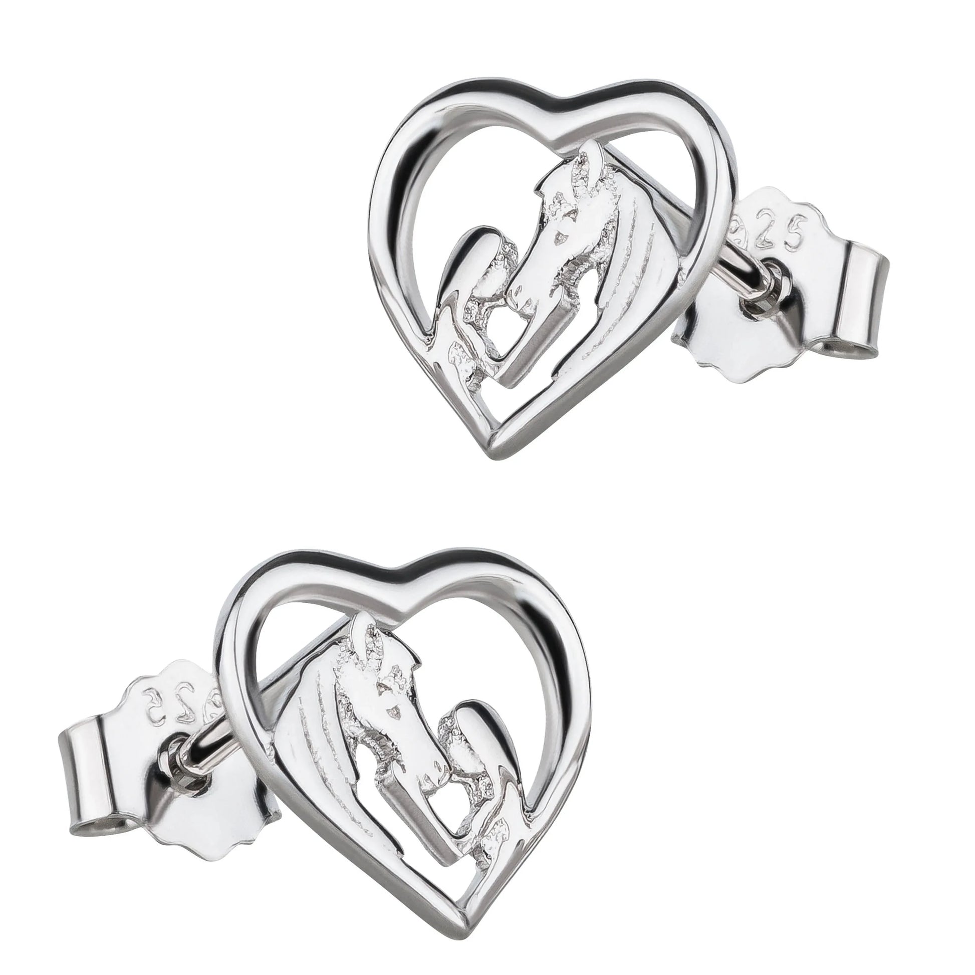 Ohrringe Pferd Mädchen Herz 925 Silber
