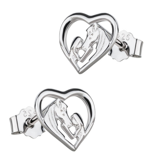 Ohrringe Pferd Mädchen Herz 925 Silber