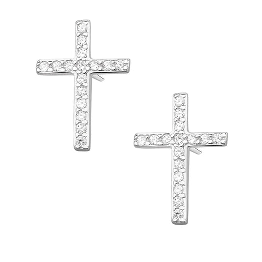 Ohrringe Kreuz Glaube 925 Silber Zirkonia klar