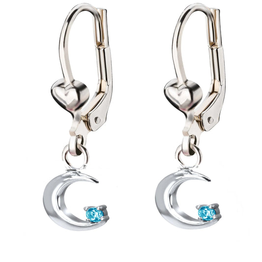 Ohrringe Mond 925  Silber blauer Zirkonia