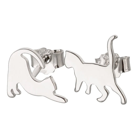 Kinderohrringe zwei Katzen 925 Silber