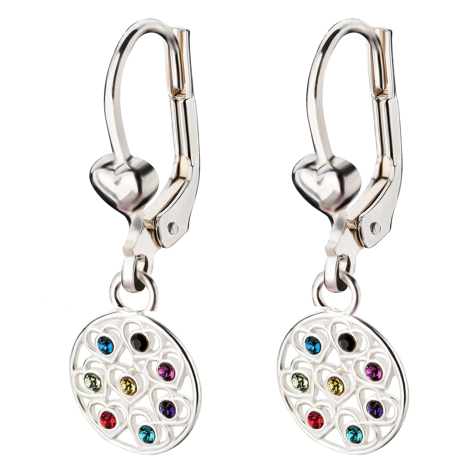 Ohrringe Herzen 925 Silber bunte Zirkonia Kristalle