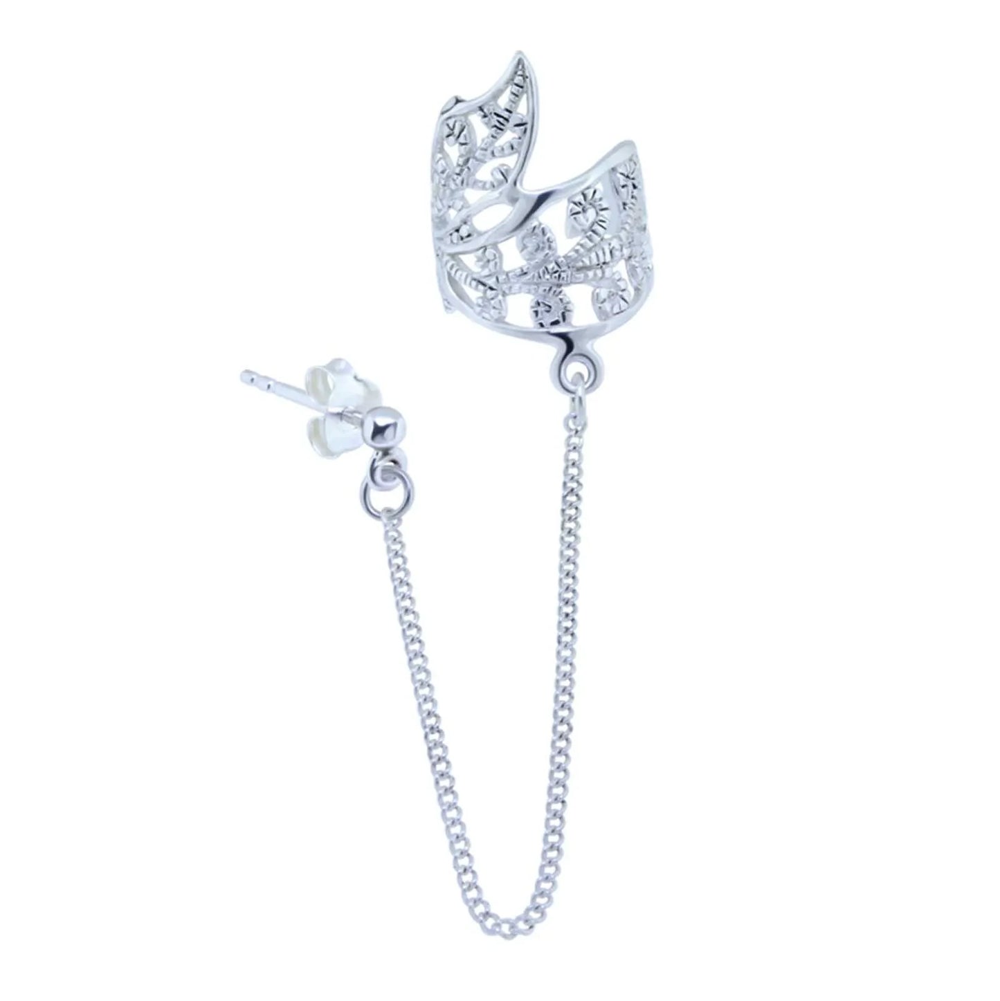 Ohrringe Ohrklemme Blatt  925 Silber - rechte Seite