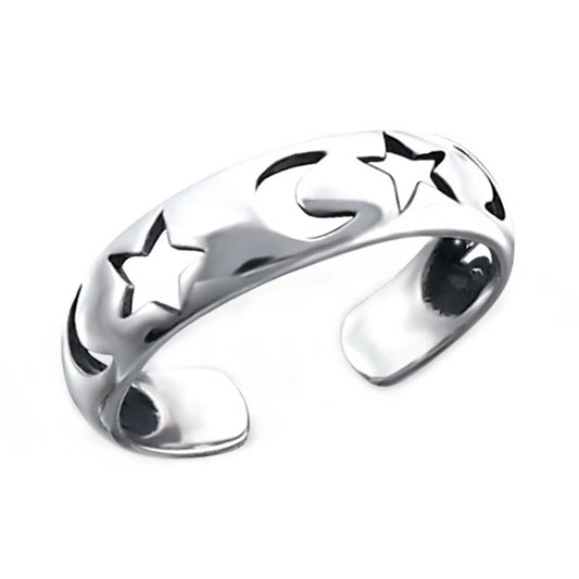 Zehenring Zehring Motiv Mond Sterne 925 Silber