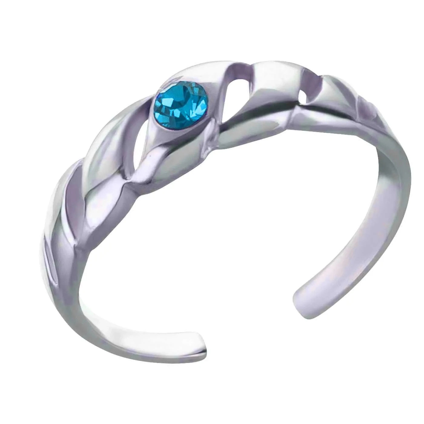 Zehenring Zehring Kristall  blau 925 Silber