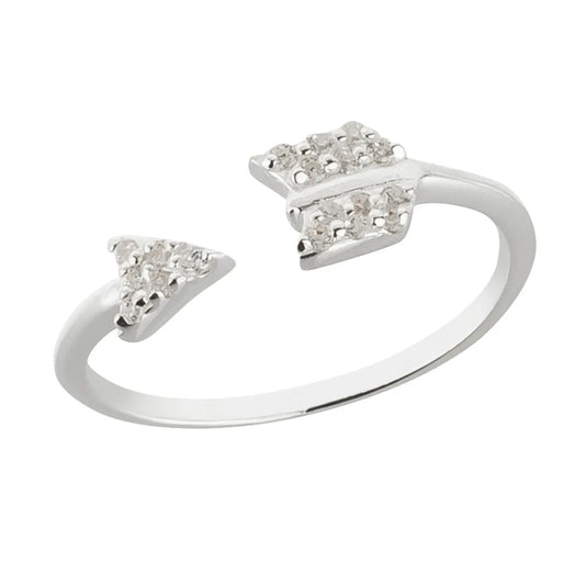 Zehenring Zehring Pfeil Kristall 925 Silber klarer Zirkonia Kristall