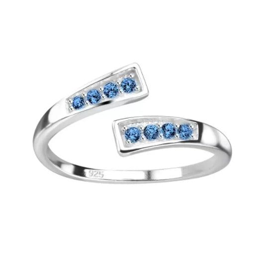 Zehenring Zehring blauer Zirkonia Kristall 925 Silber