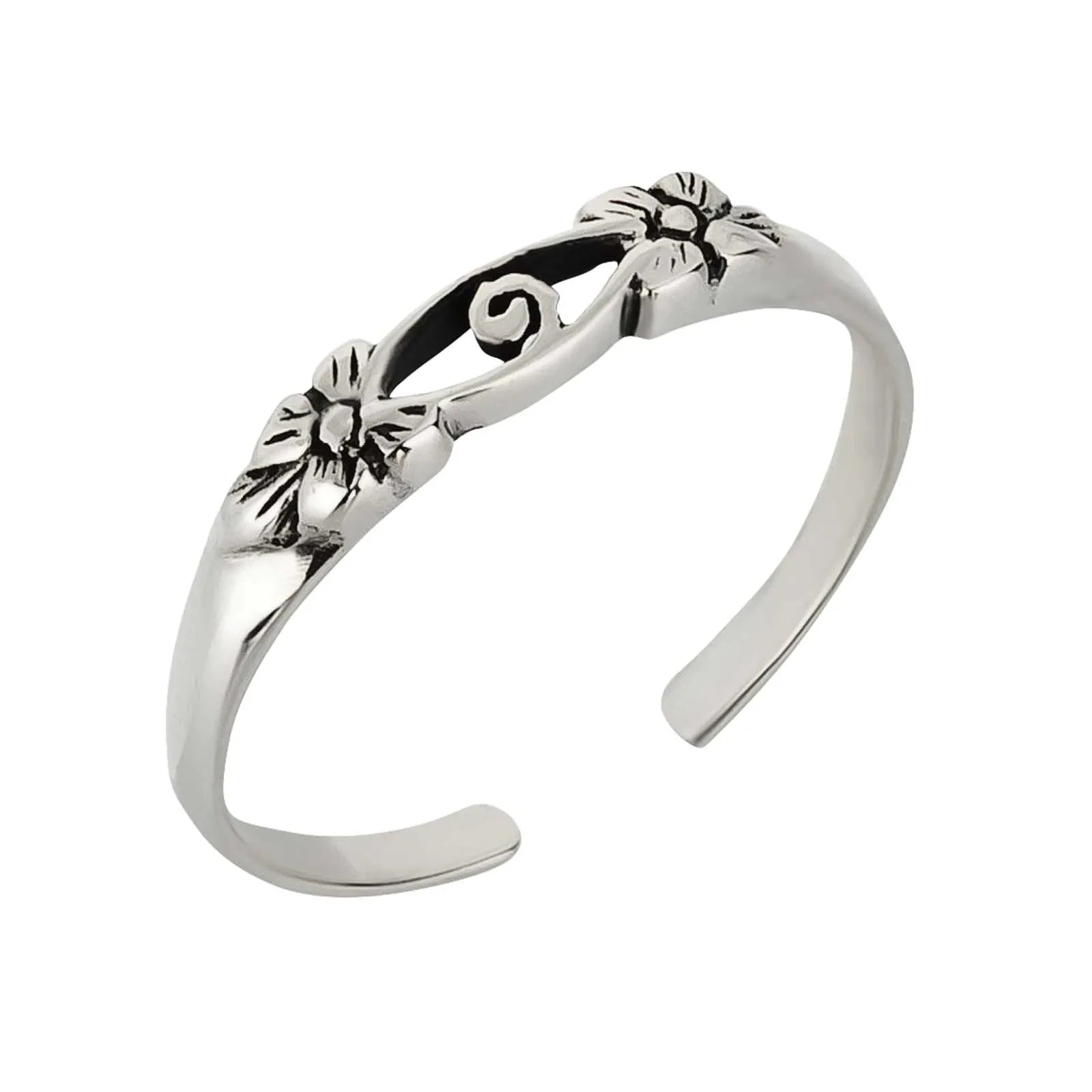 Zehenring Zehring schmal Blumen 925 Silber