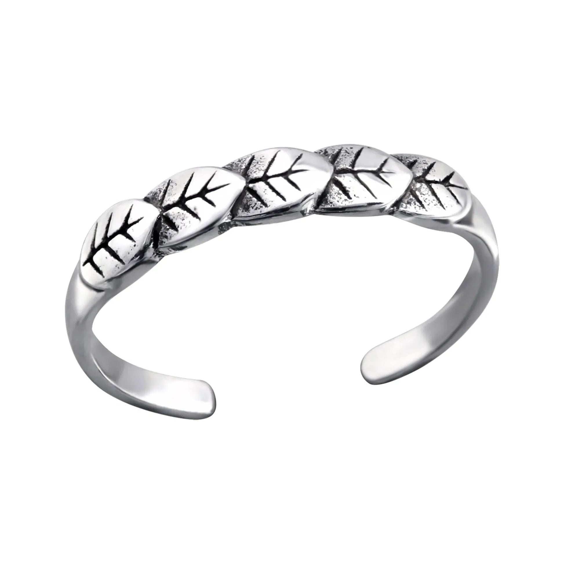 Zehenring Zehring feine Struktur Blätter 925 Silber