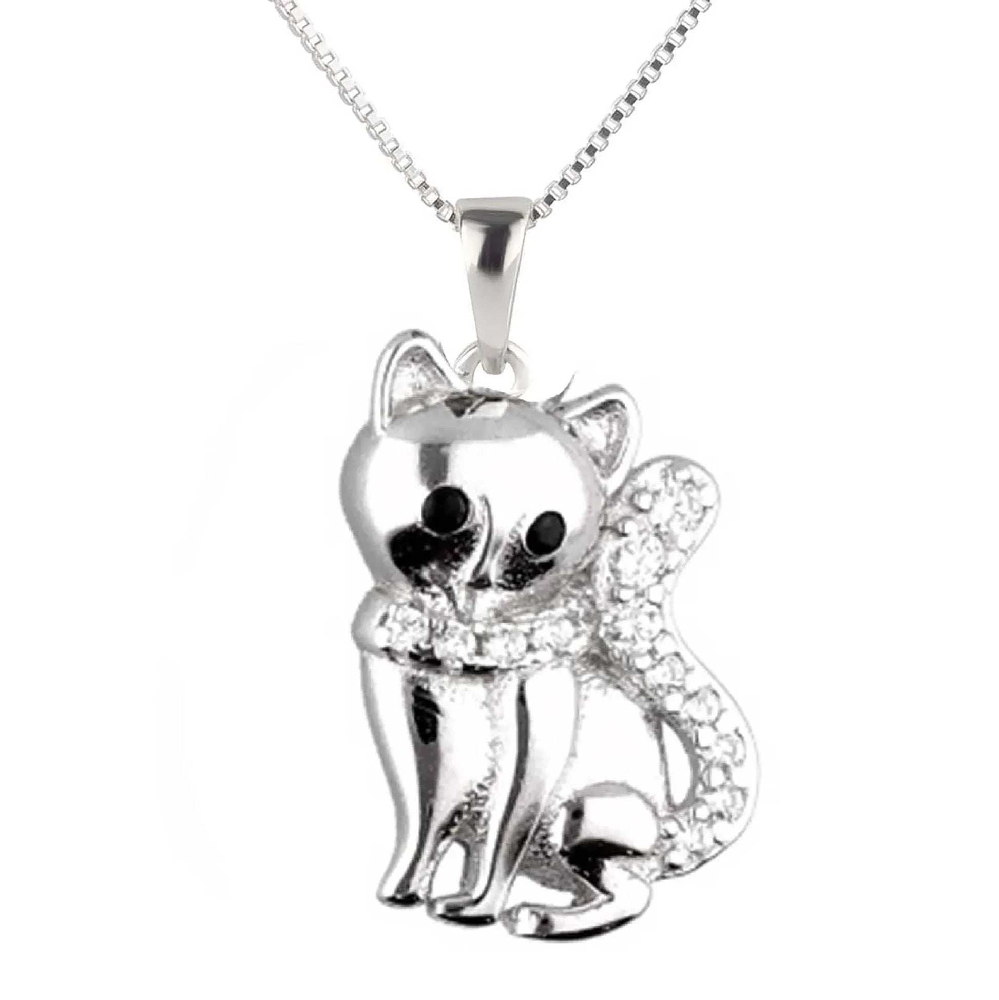 Kinder Anhänger Katze 925 Silber Zirkonia Steine