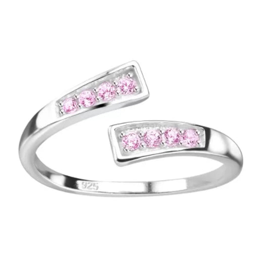 Zehenring Zehring rosa Zirkonia Kristalle 925 Silber