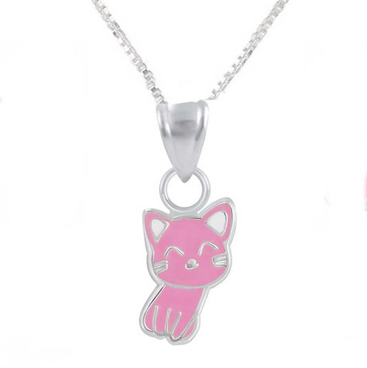 Kinder Anhänger pinke Katze 925 Silber