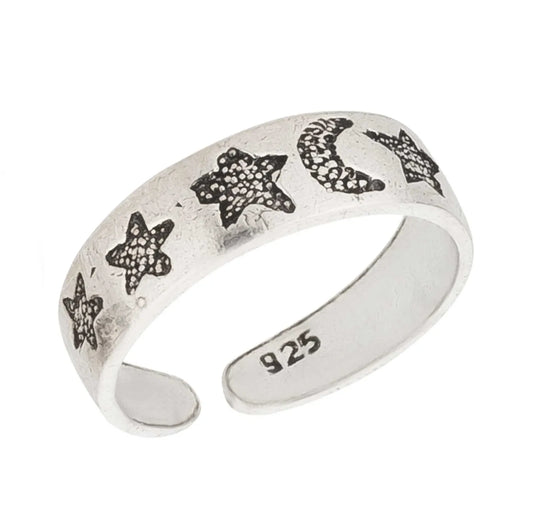 Zehenring Zehring Mond Sterne 925 Silber