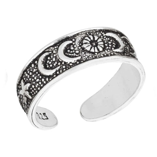 Zehenring Zehring Mond Kosmos Antik Style 925 Silber