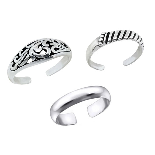 Zehenring Zehring 3 Stück Trendige Designs versilbert