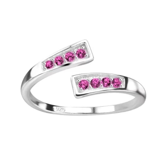 Zehenring Zehring Zirkonia Kristall pink 925 Silber