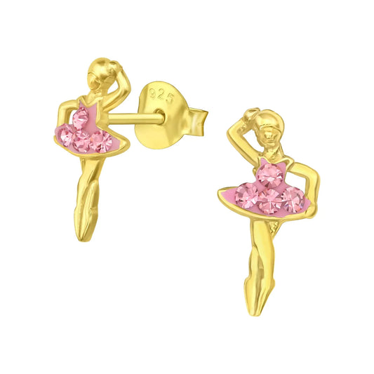 Kinderohrringe Ballerina 925 Silber vergoldet