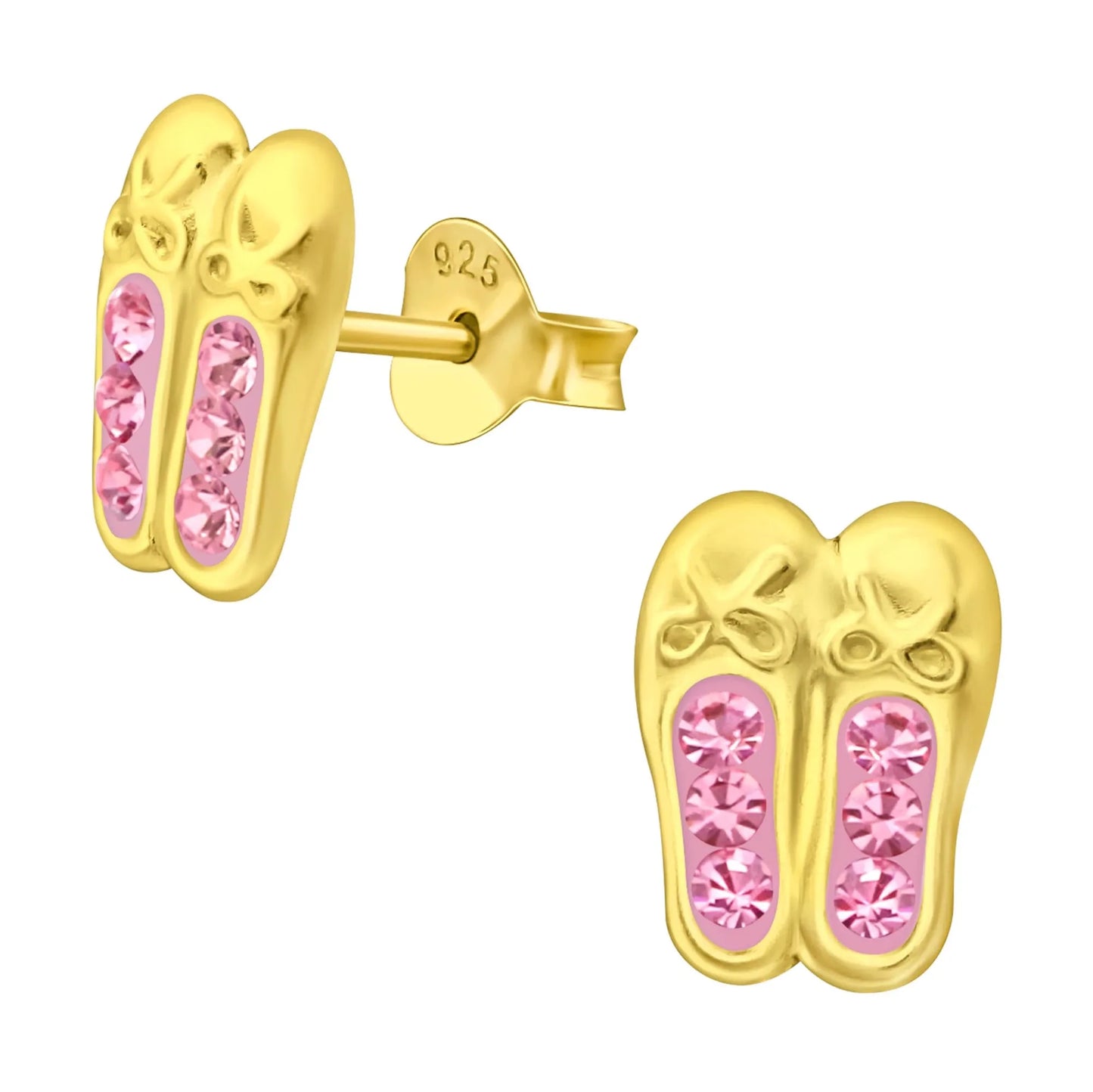 Kinderohrringe Ballettschuhe 925 Silber vergoldet
