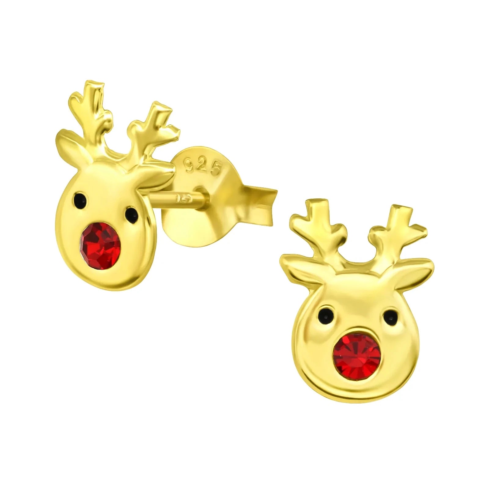 Kinder Ohrringe Rentier Weihnachten 925 Silber vergoldet