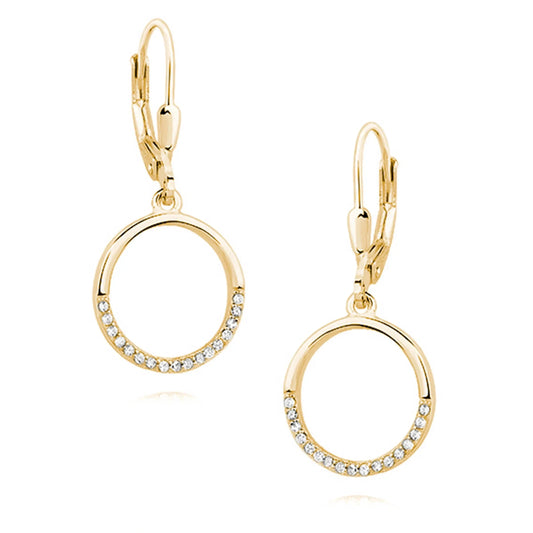 Ohrringe goldener Kreis 925 Silber Zirkonia Kristalle