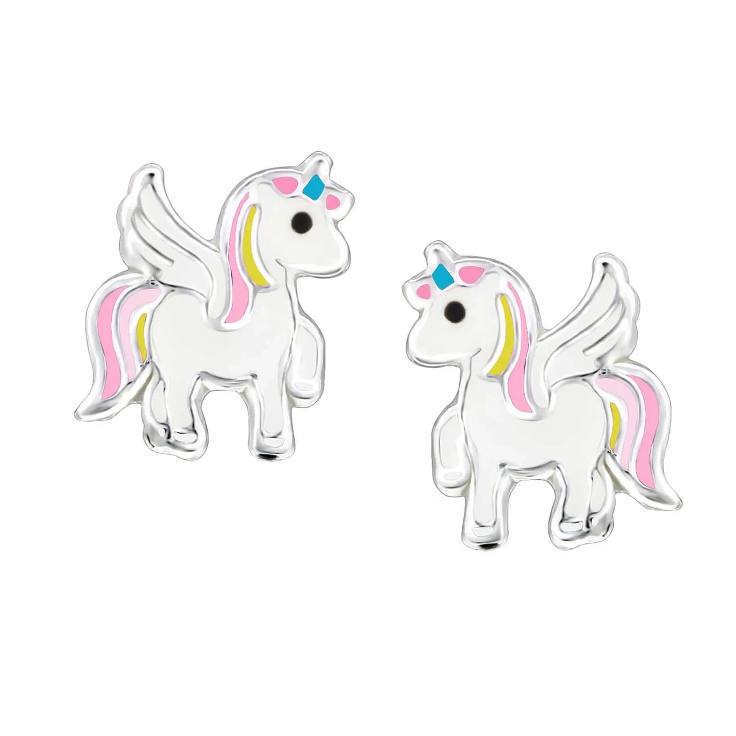 Kinderohrringe Einhorn 925 Silber Regenbogenfarben