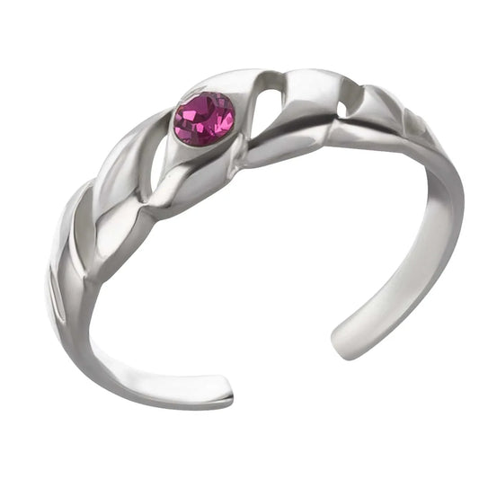 Zehenring Zehring pinker Kristall 925 Silber