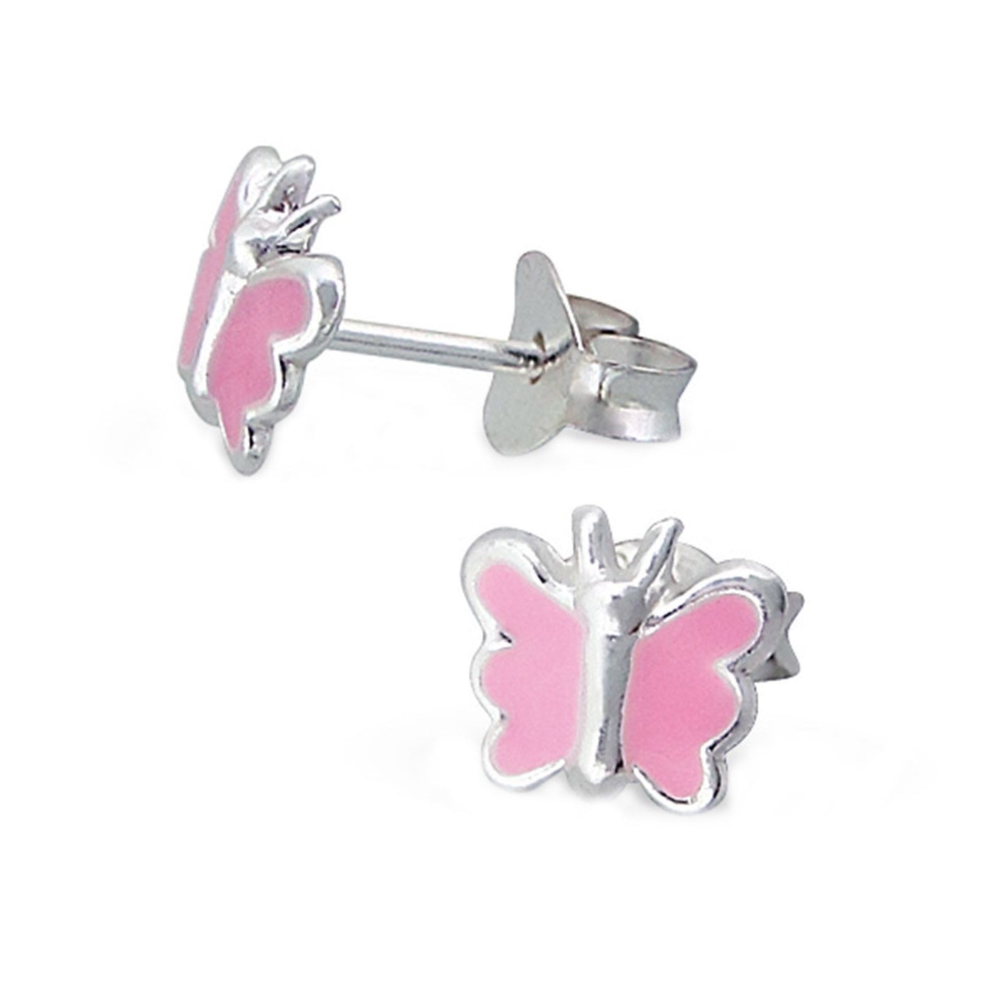 Kinderohrringe Mini pinker Schmetterling 925 Silber